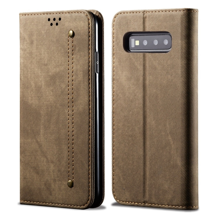 For Galaxy S10 Denim Texture Casual Style Horizontal Flip Leather Case with Holder & Card Slots & Wallet
