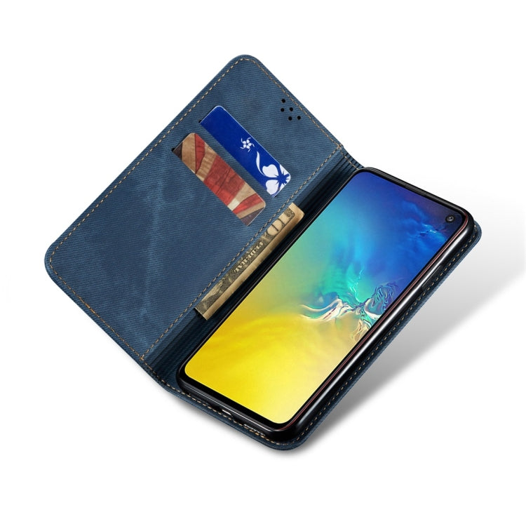 For Galaxy S10e Denim Texture Casual Style Horizontal Flip Leather Case with Holder & Card Slots & Wallet