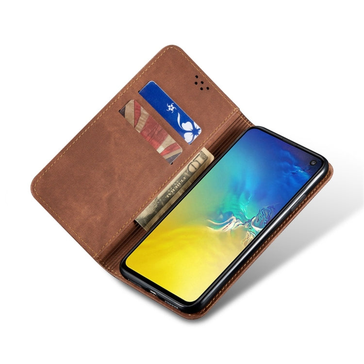 For Galaxy S10e Denim Texture Casual Style Horizontal Flip Leather Case with Holder & Card Slots & Wallet