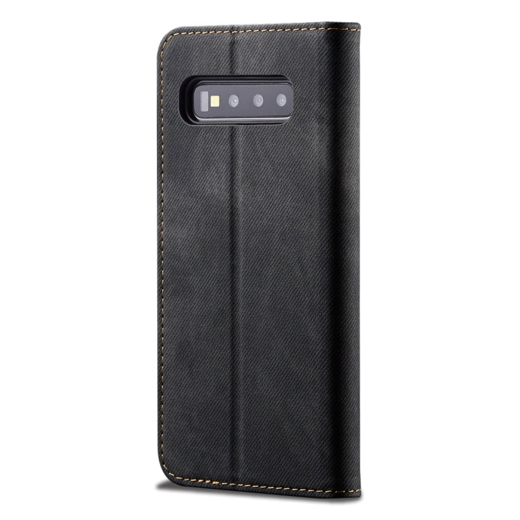 For Galaxy S10+ Denim Texture Casual Style Horizontal Flip Leather Case with Holder & Card Slots & Wallet