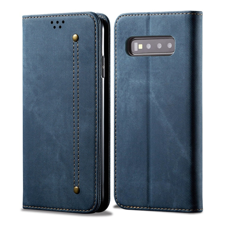 For Galaxy S10+ Denim Texture Casual Style Horizontal Flip Leather Case with Holder & Card Slots & Wallet