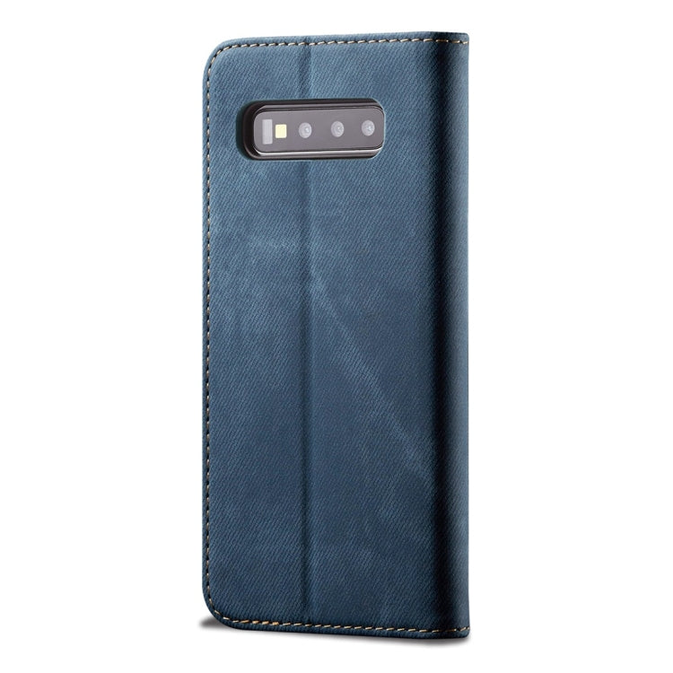 For Galaxy S10+ Denim Texture Casual Style Horizontal Flip Leather Case with Holder & Card Slots & Wallet