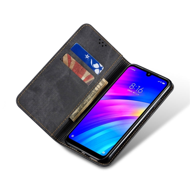 For Xiaomi Redmi 7 Denim Texture Casual Style Horizontal Flip Leather Case with Holder & Card Slots & Wallet