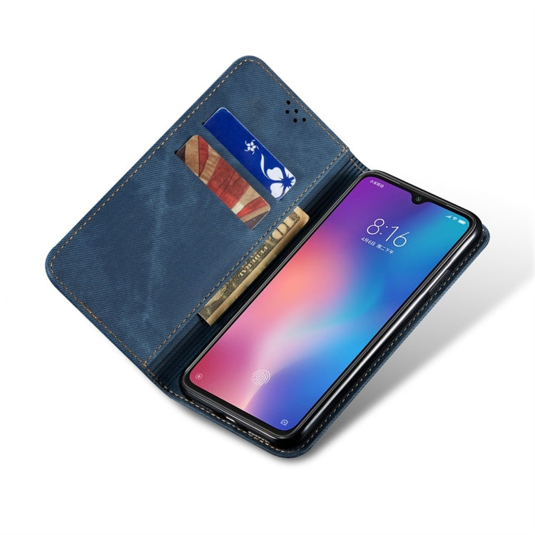 For Xiaomi Mi 9 Denim Texture Casual Style Horizontal Flip Leather Case with Holder & Card Slots & Wallet
