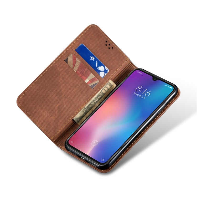 For Xiaomi Mi 9 Denim Texture Casual Style Horizontal Flip Leather Case with Holder & Card Slots & Wallet