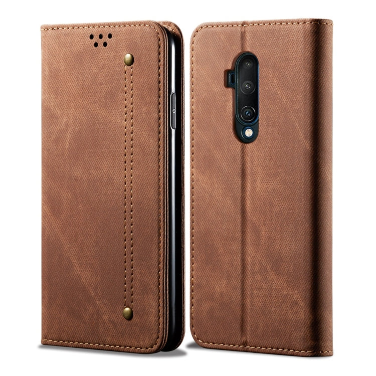 For OnePlus 7T Pro Denim Texture Casual Style Horizontal Flip Leather Case with Holder & Card Slots & Wallet