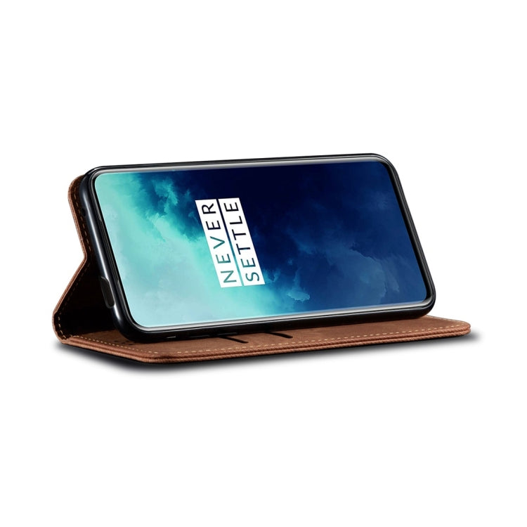 For OnePlus 7T Pro Denim Texture Casual Style Horizontal Flip Leather Case with Holder & Card Slots & Wallet