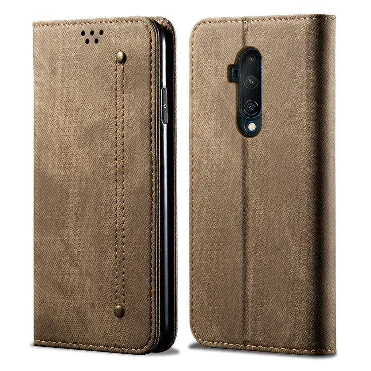 For OnePlus 7T Pro Denim Texture Casual Style Horizontal Flip Leather Case with Holder & Card Slots & Wallet