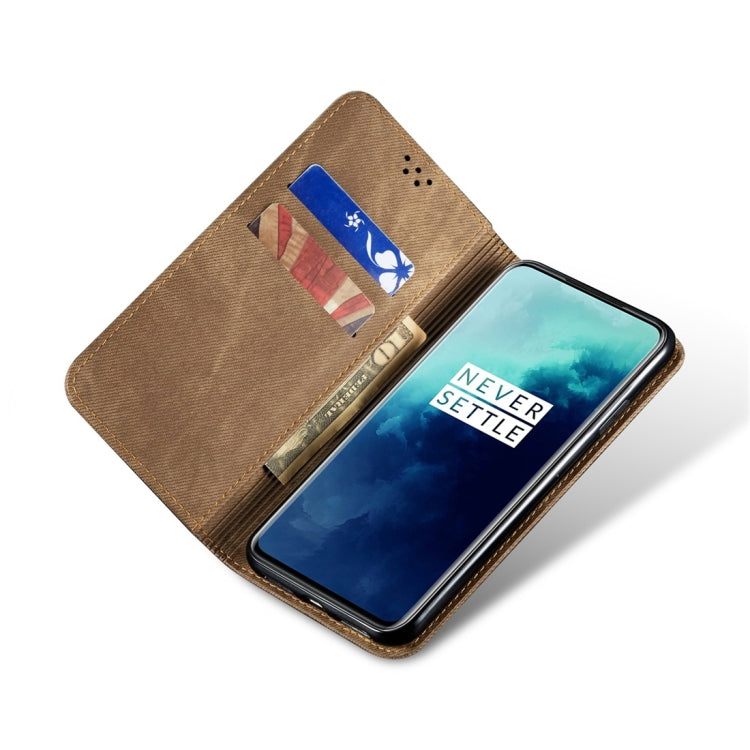 For OnePlus 7T Pro Denim Texture Casual Style Horizontal Flip Leather Case with Holder & Card Slots & Wallet