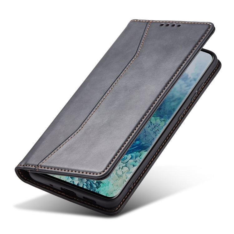 For Samsung Galaxy S20 5G Skin-feel Calfskin Texture Magnetic Dual-Fold Horizontal Flip Leather Case with Holder & Card Slots & Wallet