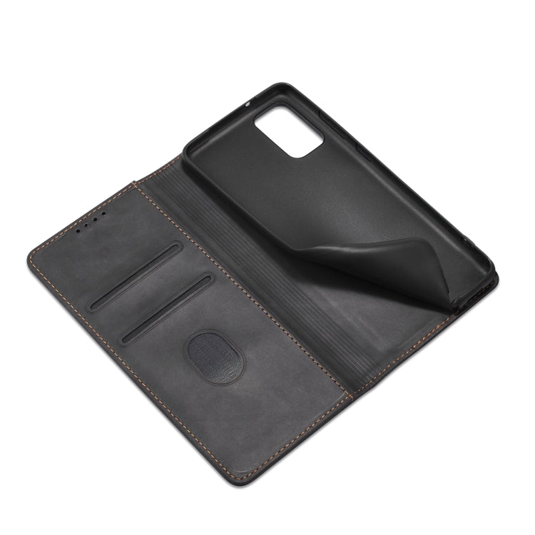 For Samsung Galaxy S20 5G Skin-feel Calfskin Texture Magnetic Dual-Fold Horizontal Flip Leather Case with Holder & Card Slots & Wallet