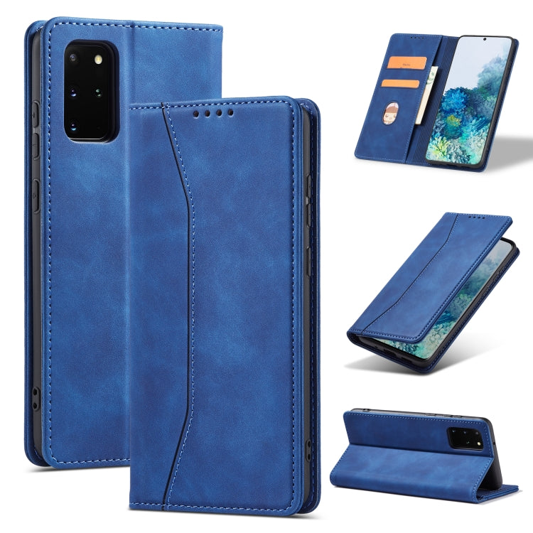 For Samsung Galaxy S20 5G Skin-feel Calfskin Texture Magnetic Dual-Fold Horizontal Flip Leather Case with Holder & Card Slots & Wallet