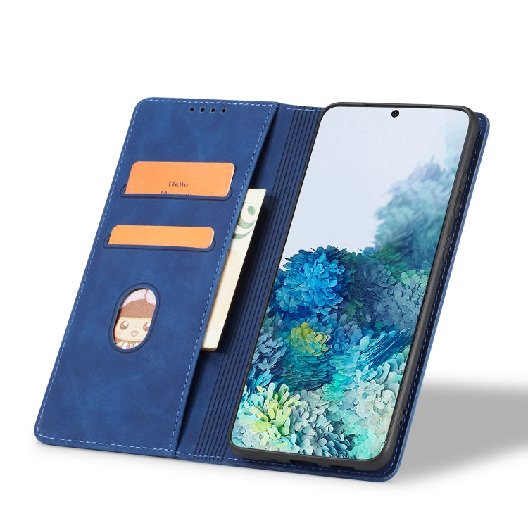 For Samsung Galaxy S20 5G Skin-feel Calfskin Texture Magnetic Dual-Fold Horizontal Flip Leather Case with Holder & Card Slots & Wallet
