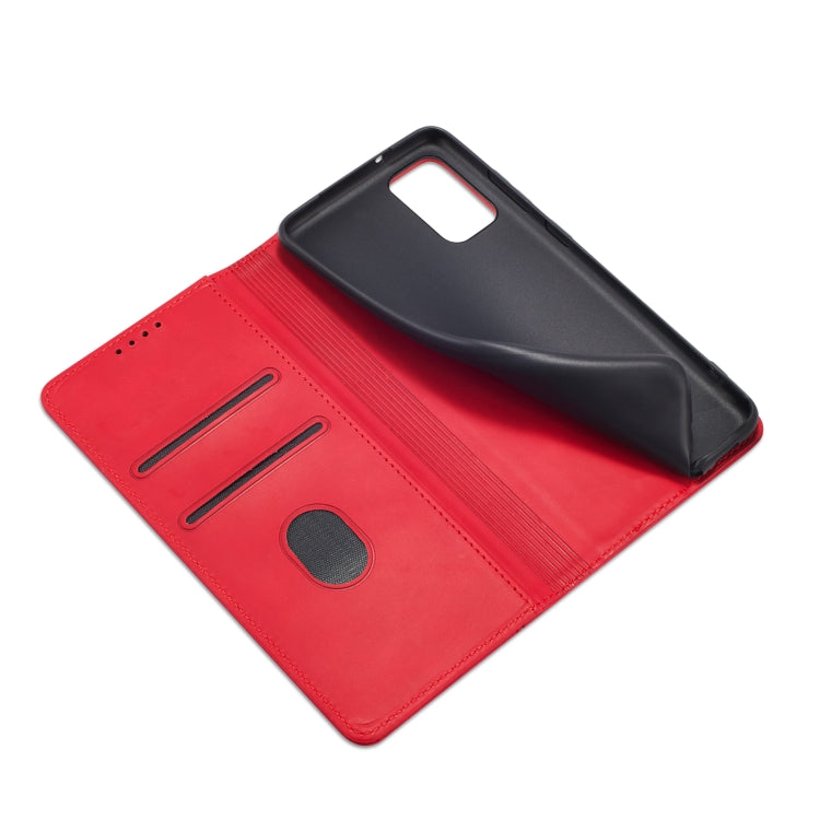 For Samsung Galaxy S20+ 5G Skin-feel Calfskin Texture Magnetic Dual-Fold Horizontal Flip Leather Case with Holder & Card Slots & Wallet
