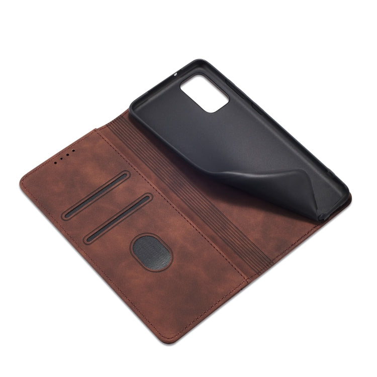 For Samsung Galaxy S20+ 5G Skin-feel Calfskin Texture Magnetic Dual-Fold Horizontal Flip Leather Case with Holder & Card Slots & Wallet