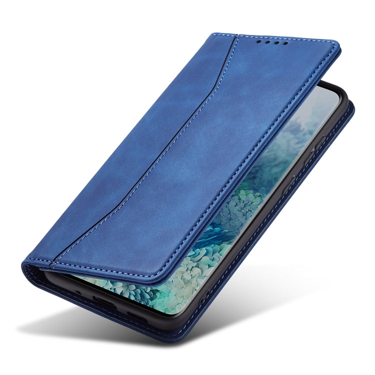 For Samsung Galaxy S20+ 5G Skin-feel Calfskin Texture Magnetic Dual-Fold Horizontal Flip Leather Case with Holder & Card Slots & Wallet