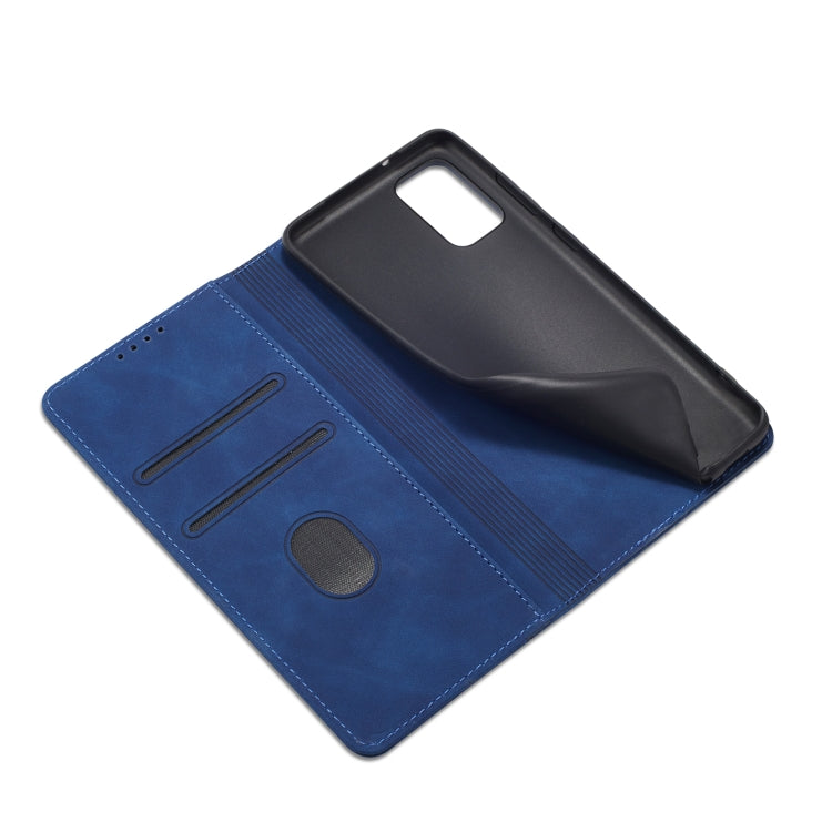 For Samsung Galaxy S20+ 5G Skin-feel Calfskin Texture Magnetic Dual-Fold Horizontal Flip Leather Case with Holder & Card Slots & Wallet