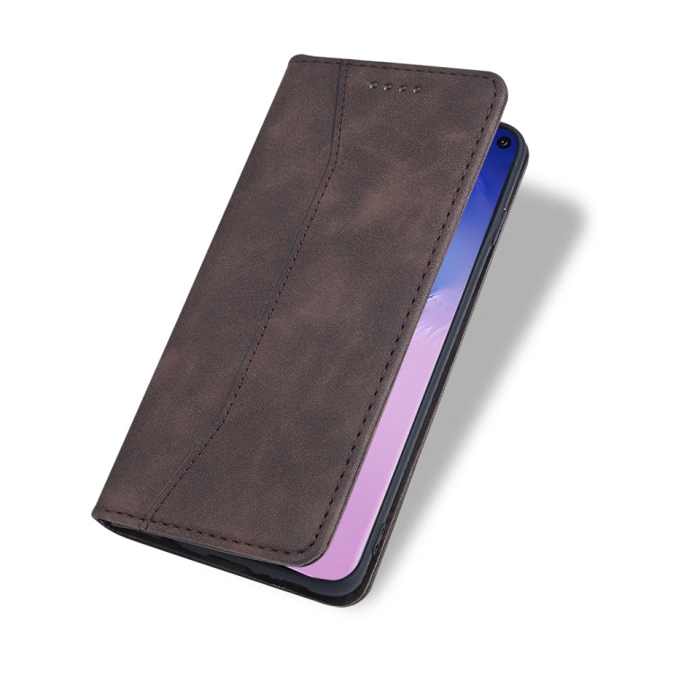 For Samsung Galaxy A51 5G Skin-feel Calfskin Texture Magnetic Dual-Fold Horizontal Flip Leather Case with Holder & Card Slots & Wallet