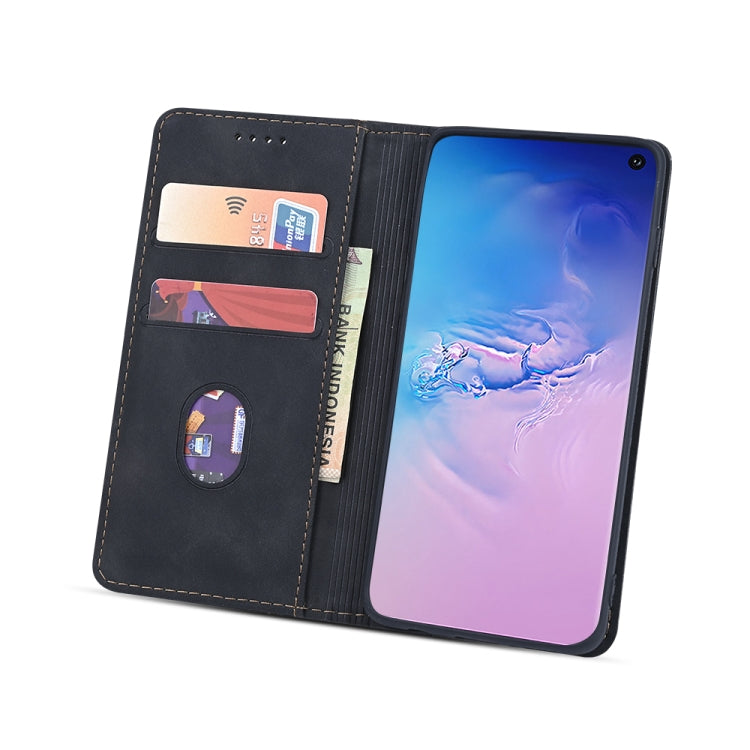 For Samsung Galaxy A71 5G Skin-feel Calfskin Texture Magnetic Dual-Fold Horizontal Flip Leather Case with Holder & Card Slots & Wallet