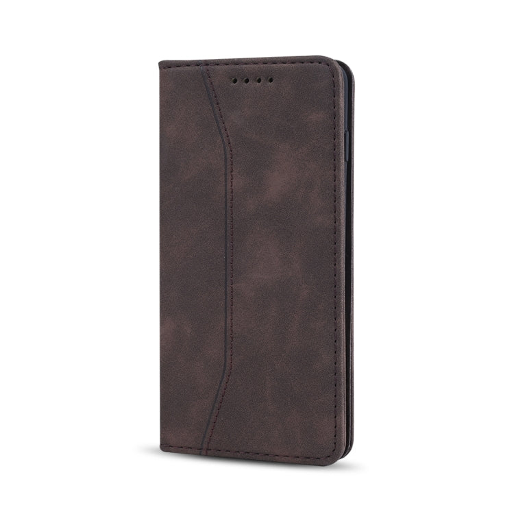 For Samsung Galaxy A71 5G Skin-feel Calfskin Texture Magnetic Dual-Fold Horizontal Flip Leather Case with Holder & Card Slots & Wallet