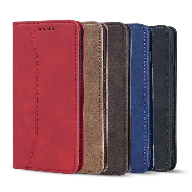 For Samsung Galaxy A71 5G Skin-feel Calfskin Texture Magnetic Dual-Fold Horizontal Flip Leather Case with Holder & Card Slots & Wallet