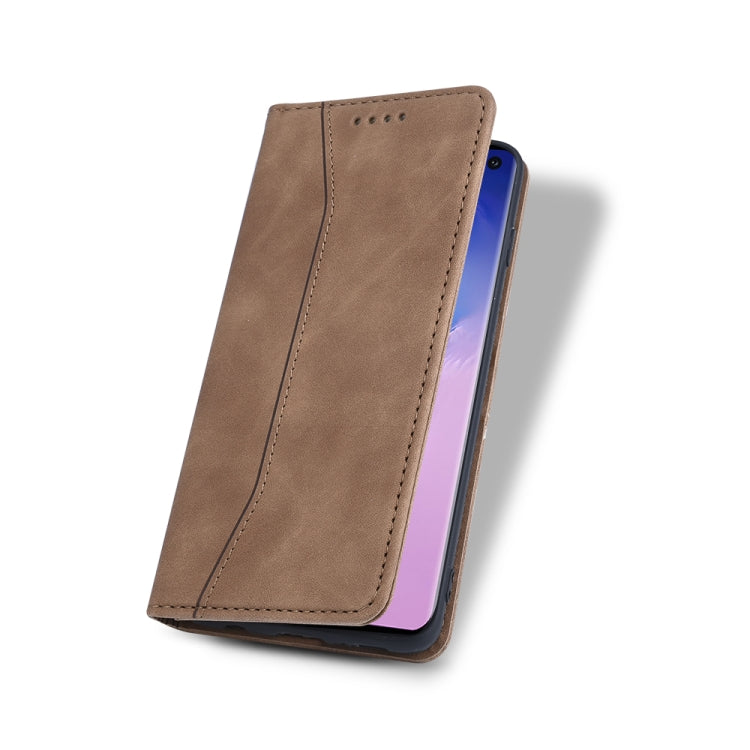 For Samsung Galaxy A71 5G Skin-feel Calfskin Texture Magnetic Dual-Fold Horizontal Flip Leather Case with Holder & Card Slots & Wallet