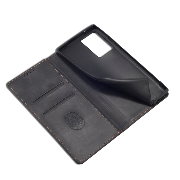 For Samsung Galaxy S20 Ultra 5G Skin-feel Calfskin Texture Magnetic Dual-Fold Horizontal Flip Leather Case with Holder & Card Slots & Wallet
