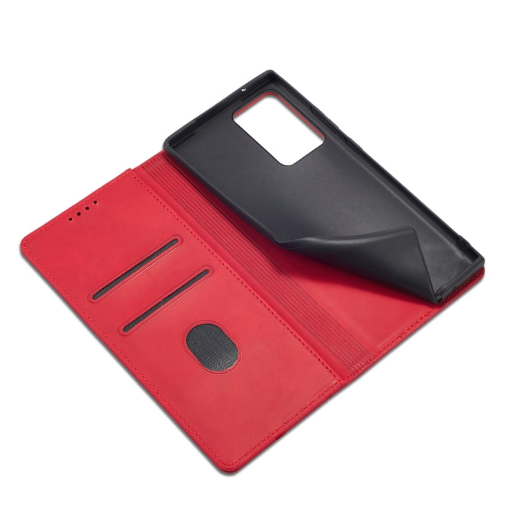 For Samsung Galaxy S20 Ultra 5G Skin-feel Calfskin Texture Magnetic Dual-Fold Horizontal Flip Leather Case with Holder & Card Slots & Wallet