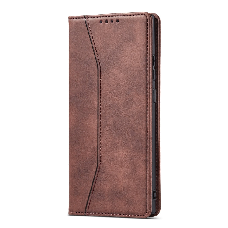 For Samsung Galaxy S20 Ultra 5G Skin-feel Calfskin Texture Magnetic Dual-Fold Horizontal Flip Leather Case with Holder & Card Slots & Wallet