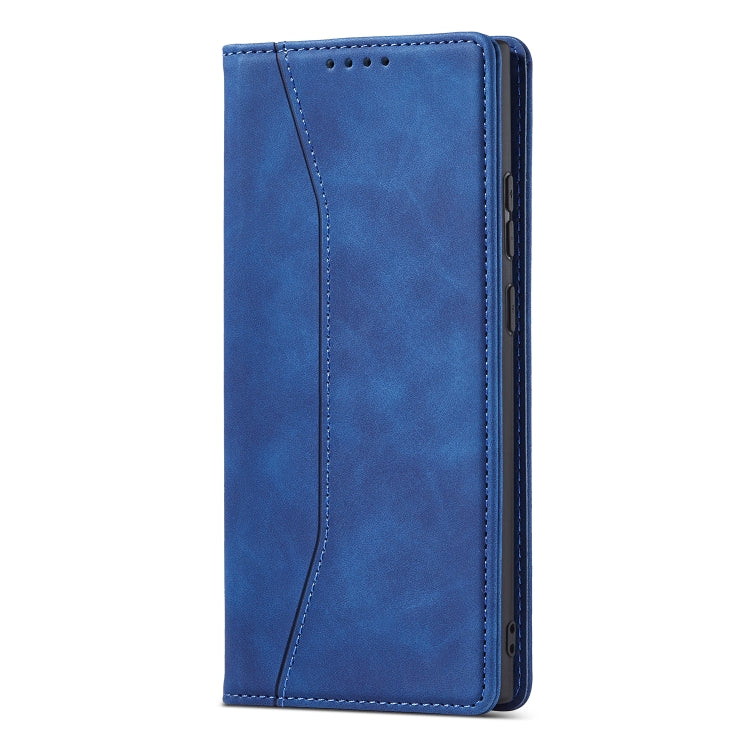 For Samsung Galaxy S20 Ultra 5G Skin-feel Calfskin Texture Magnetic Dual-Fold Horizontal Flip Leather Case with Holder & Card Slots & Wallet