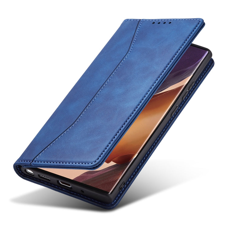 For Samsung Galaxy S20 Ultra 5G Skin-feel Calfskin Texture Magnetic Dual-Fold Horizontal Flip Leather Case with Holder & Card Slots & Wallet