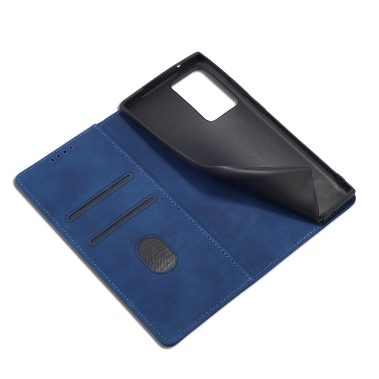 For Samsung Galaxy S20 Ultra 5G Skin-feel Calfskin Texture Magnetic Dual-Fold Horizontal Flip Leather Case with Holder & Card Slots & Wallet