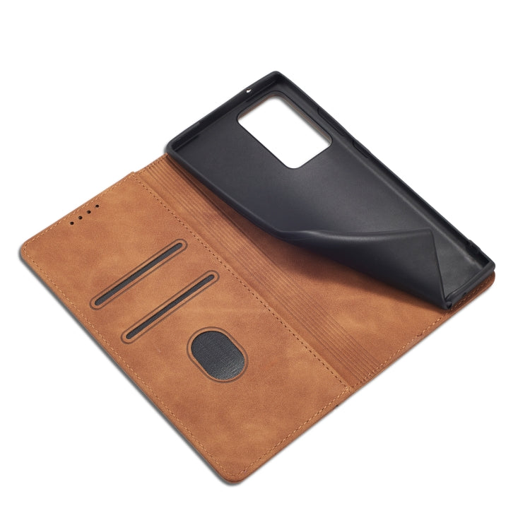 For Samsung Galaxy S20 Ultra 5G Skin-feel Calfskin Texture Magnetic Dual-Fold Horizontal Flip Leather Case with Holder & Card Slots & Wallet