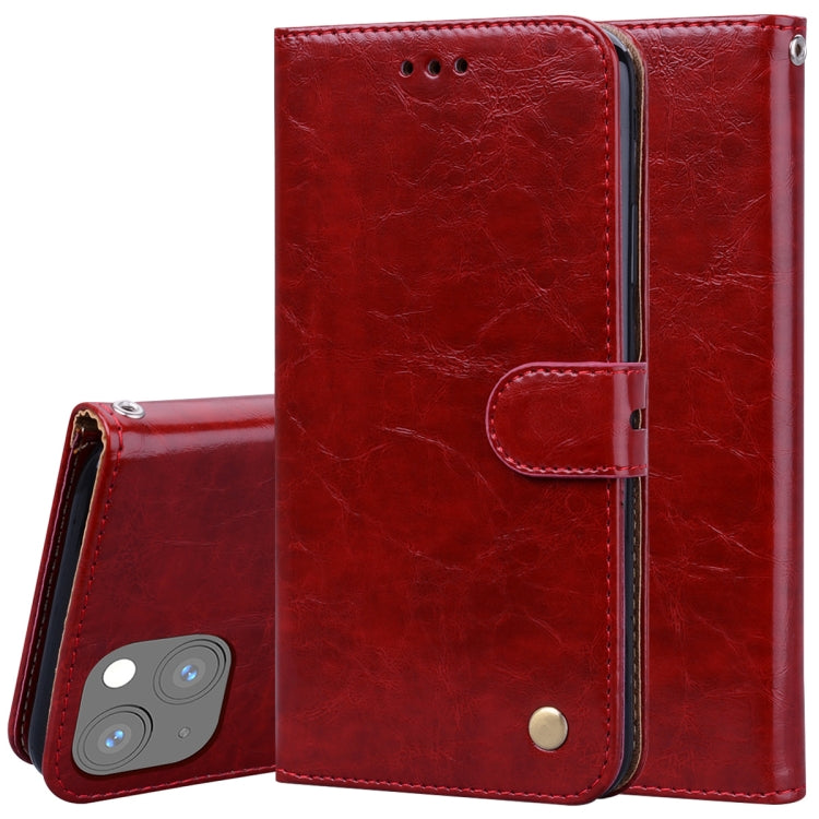 For iPhone 13 mini Business Style Oil Wax Texture Horizontal Flip Leather Case with Holder & Card Slots & Wallet