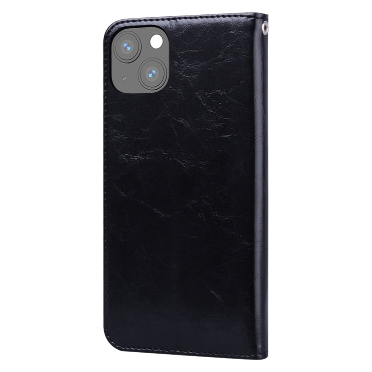 For iPhone 13 Business Style Oil Wax Texture Horizontal Flip Leather Case with Holder & Card Slots & Wallet