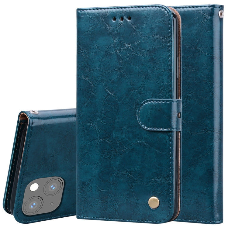 For iPhone 13 Business Style Oil Wax Texture Horizontal Flip Leather Case with Holder & Card Slots & Wallet
