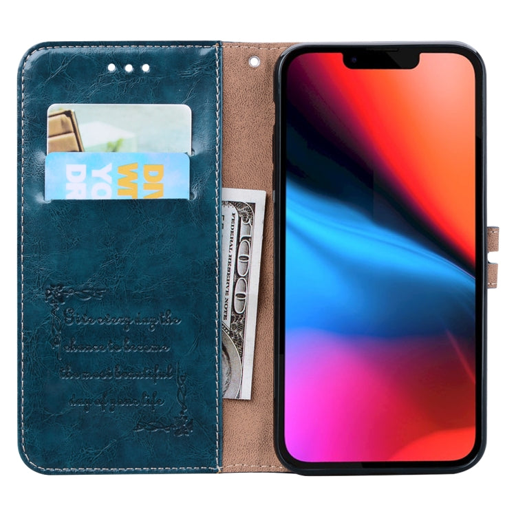 For iPhone 13 Business Style Oil Wax Texture Horizontal Flip Leather Case with Holder & Card Slots & Wallet