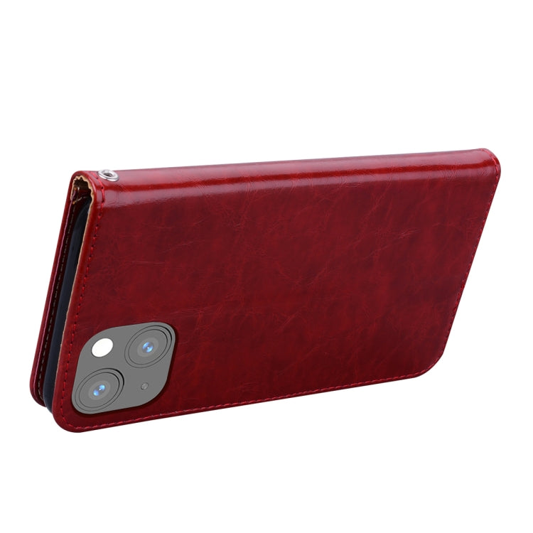 For iPhone 13 Business Style Oil Wax Texture Horizontal Flip Leather Case with Holder & Card Slots & Wallet