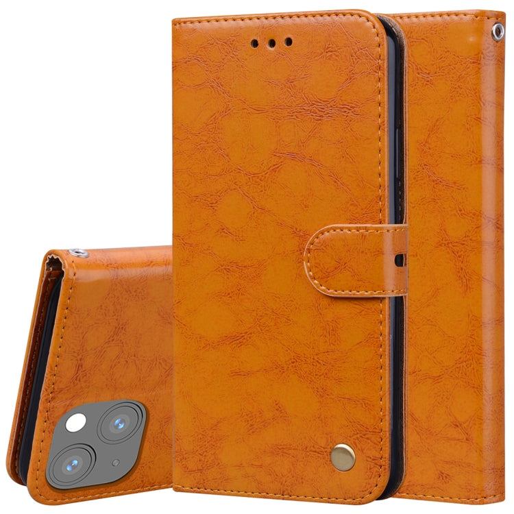 For iPhone 13 Business Style Oil Wax Texture Horizontal Flip Leather Case with Holder & Card Slots & Wallet