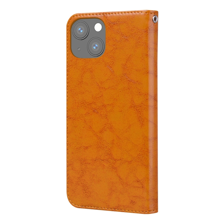 For iPhone 13 Business Style Oil Wax Texture Horizontal Flip Leather Case with Holder & Card Slots & Wallet