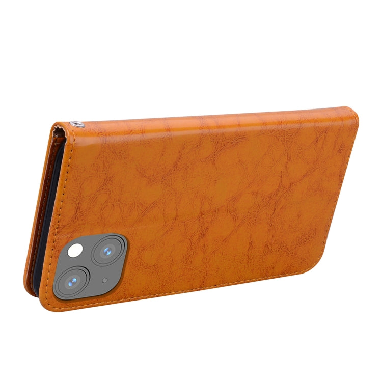 For iPhone 13 Business Style Oil Wax Texture Horizontal Flip Leather Case with Holder & Card Slots & Wallet