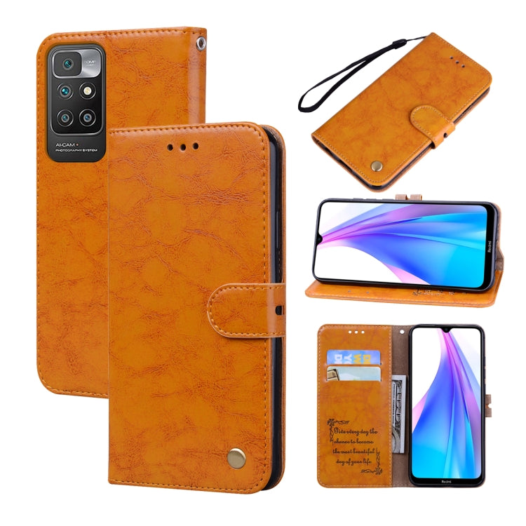 For Xiaomi Redmi 10 Business Style Oil Wax Texture Horizontal Flip Leather Case with Holder & Card Slots & Wallet