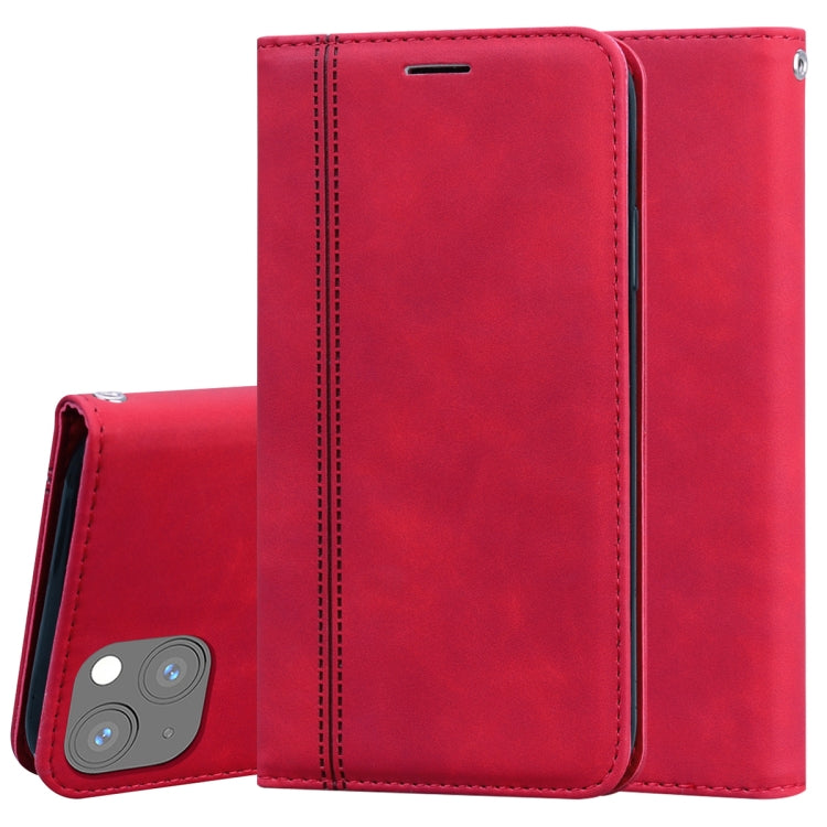 For iPhone 13 mini Frosted Business Magnetic Horizontal Flip PU Leather Case with Holder & Card Slot & Lanyard