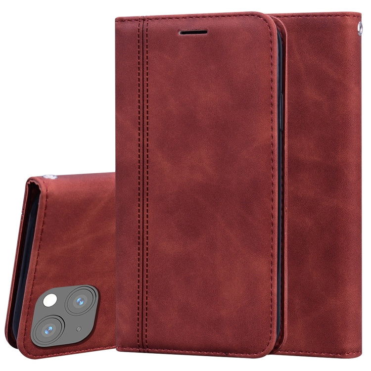 For iPhone 13 mini Frosted Business Magnetic Horizontal Flip PU Leather Case with Holder & Card Slot & Lanyard