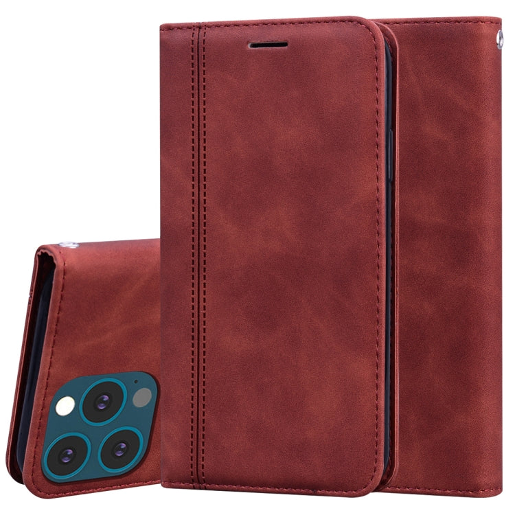 For iPhone 13 Pro Max Frosted Business Magnetic Horizontal Flip PU Leather Case with Holder & Card Slot & Lanyard