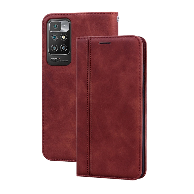 For Xiaomi Redmi 10 Frosted Business Magnetic Horizontal Flip PU Leather Case with Holder & Card Slot & Lanyard