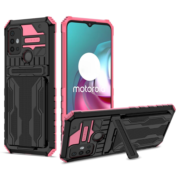 For Motorola Moto G30 Kickstand Armor Card Wallet Phone Case