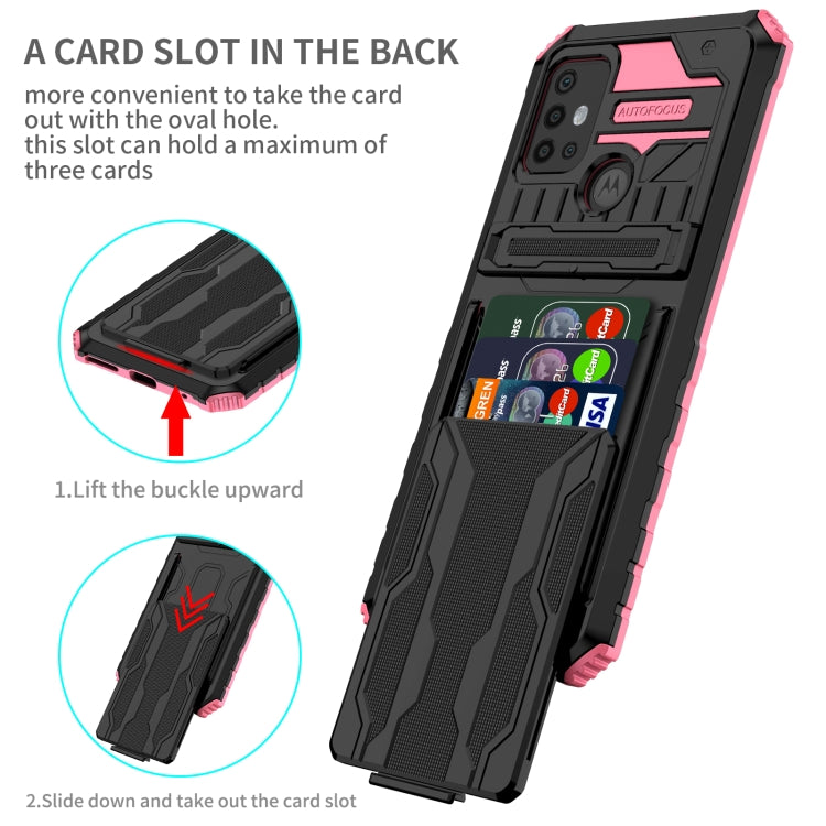 For Motorola Moto G30 Kickstand Armor Card Wallet Phone Case
