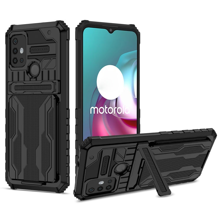For Motorola Moto G30 Kickstand Armor Card Wallet Phone Case