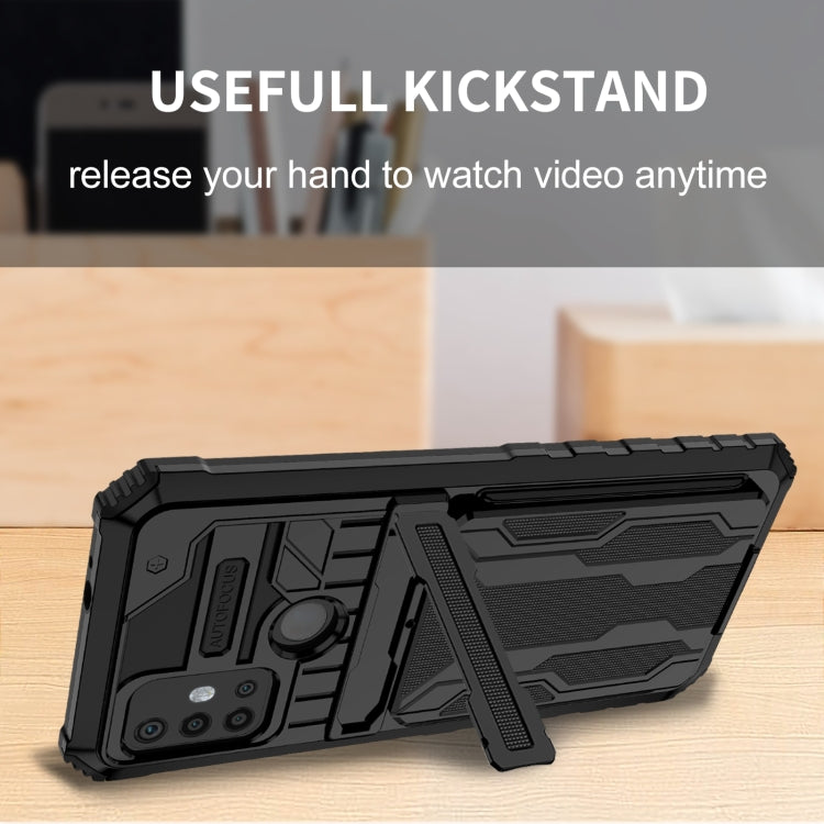 For Motorola Moto G30 Kickstand Armor Card Wallet Phone Case